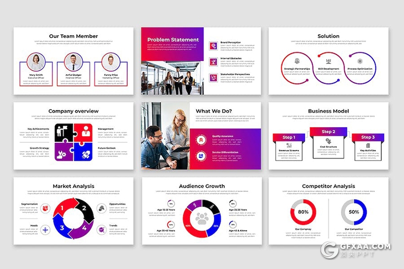 60页业务合作商业计划商务通用国外PPT模板 - 顶尖PPT