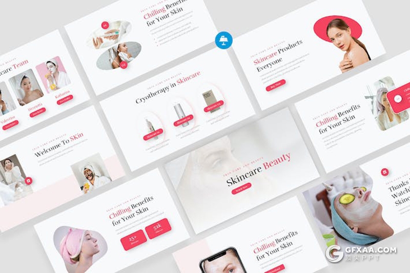 20页女性脸部护肤美容介绍主题国外keynote模板 - 顶尖PPT