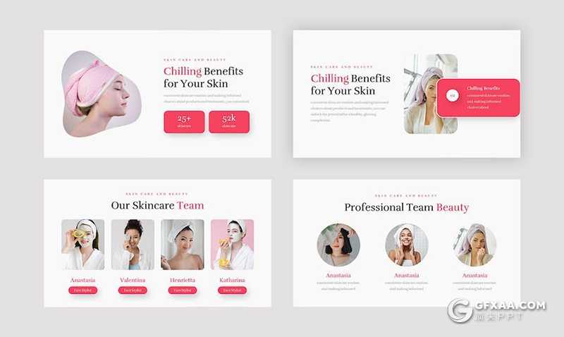 20页女性脸部护肤美容介绍主题国外keynote模板 - 顶尖PPT
