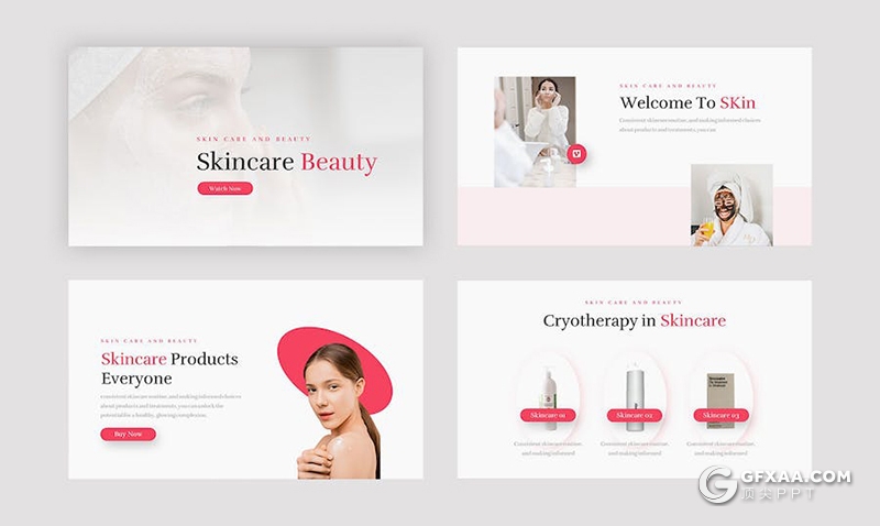 20页女性脸部护肤美容介绍主题国外keynote模板 - 顶尖PPT