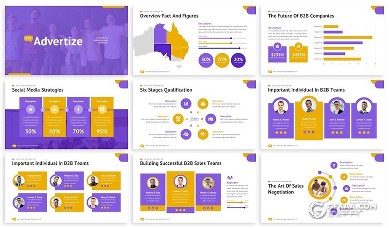 广告B2B营销商业计划项目合作主题国外keynote模板6种配色2款尺寸 - 顶尖PPT