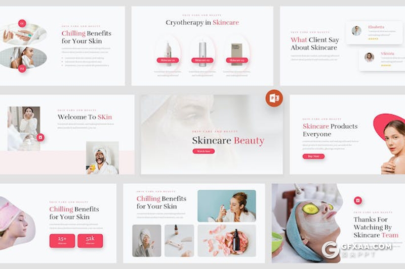 20页女性脸部护肤美容介绍主题国外PPT模板 - 顶尖PPT