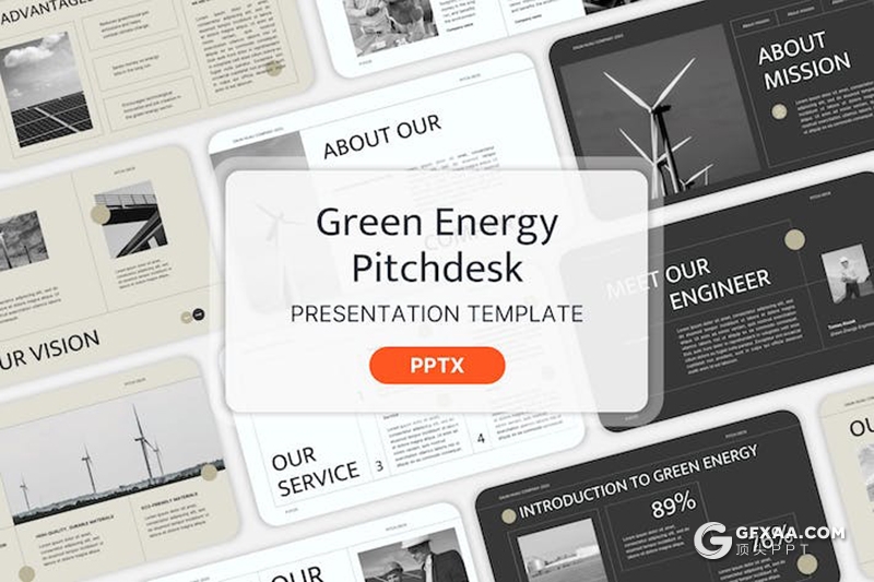 23页绿色能源推广风力发电项目宣传介绍国外PPT模板 - 顶尖PPT