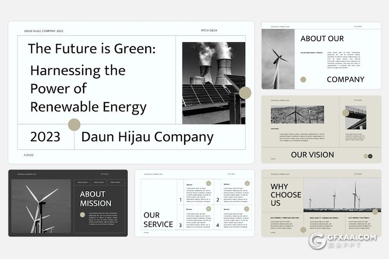 23页绿色能源推广风力发电项目宣传介绍国外PPT模板 - 顶尖PPT