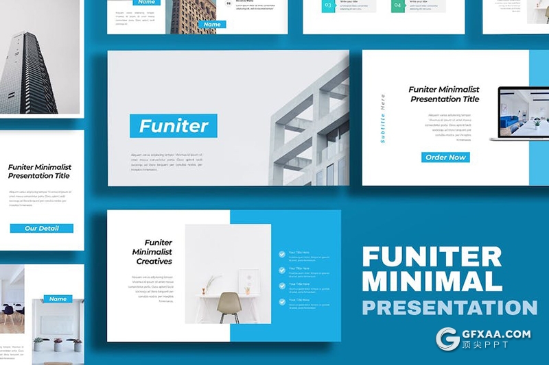 蓝色家居产品设计介绍宣传国外keynote模板 - 顶尖PPT