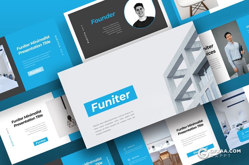 蓝色家居产品设计介绍宣传国外keynote模板 - 顶尖PPT