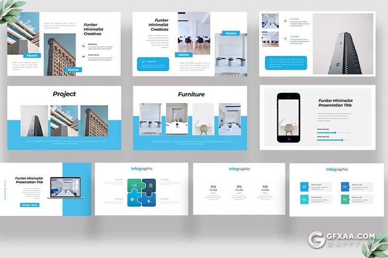 蓝色家居产品设计介绍宣传国外keynote模板 - 顶尖PPT