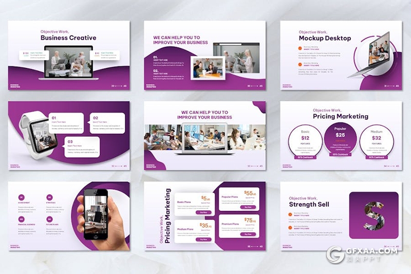 紫色大气市场营销年计划总结汇报策略人物插画多用途国外keynote模板 - 顶尖PPT