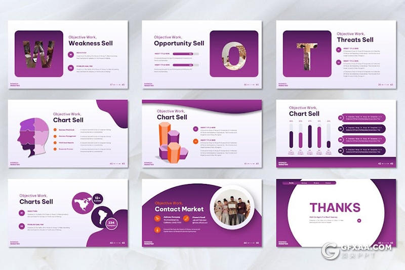 紫色大气市场营销年计划总结汇报策略人物插画多用途国外keynote模板 - 顶尖PPT