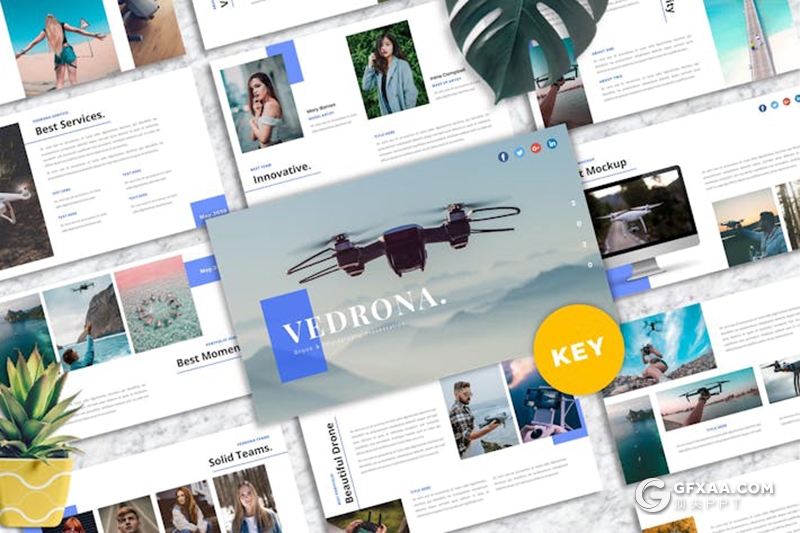 无人机摄影介绍宣传研发国外keynote模板5种配色 - 顶尖PPT
