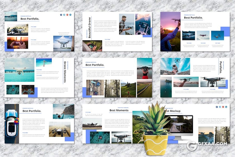 无人机摄影介绍宣传研发国外keynote模板5种配色 - 顶尖PPT