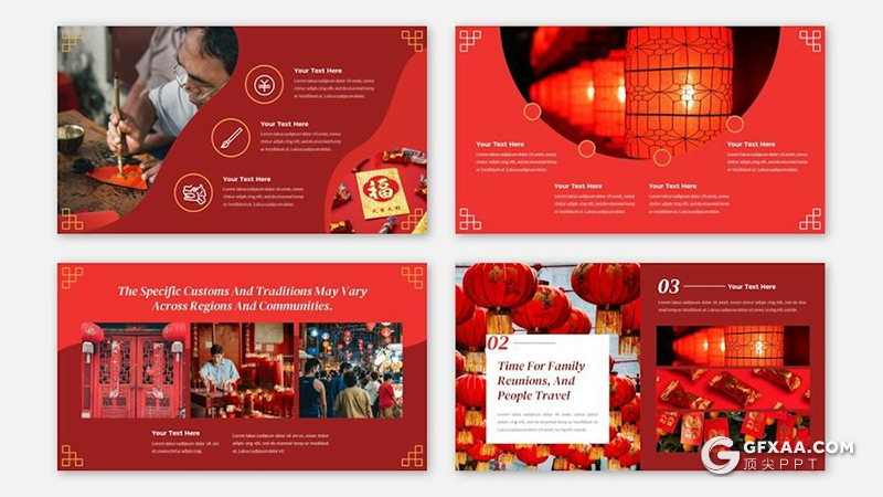 24页红色中国新年节日庆祝文化传播keynote模板 - 顶尖PPT