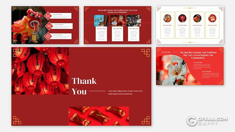 24页红色中国新年节日庆祝文化传播keynote模板 - 顶尖PPT