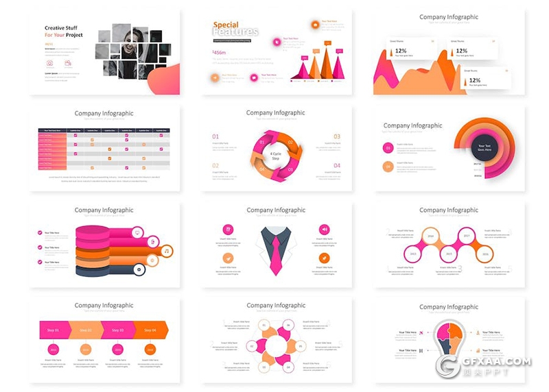 创意年计划总结汇报市场营销主题国外keynote模板5种配色 - 顶尖PPT