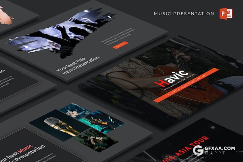 30页音乐演唱会活动策划国外PPT模板5种配色 - 顶尖PPT