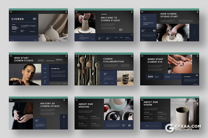 39页传统手工艺陶瓷制作介绍展示商业国外PPT模板 - 顶尖PPT