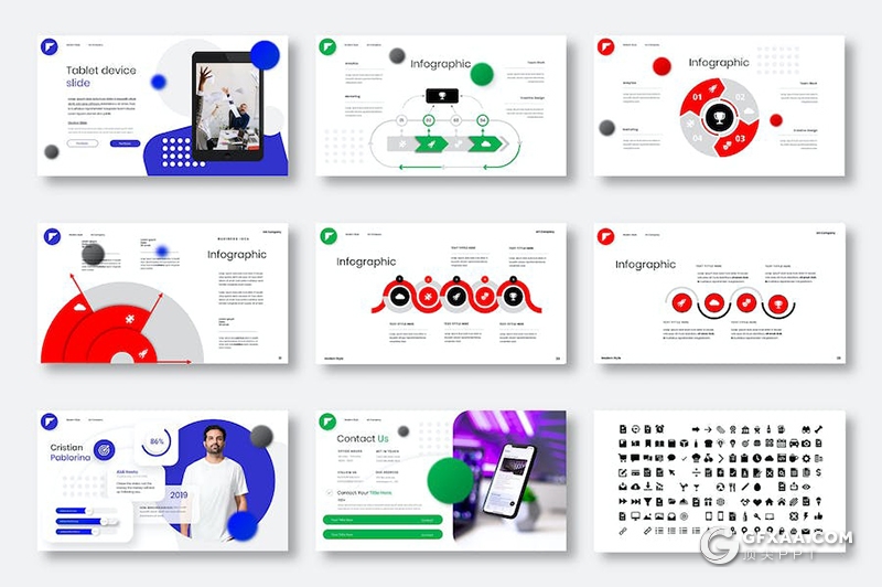 39页多色彩业务合作商业计划商务通用国外PPT模板 - 顶尖PPT