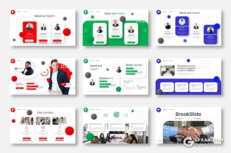 39页多色彩业务合作商业计划商务通用国外PPT模板 - 顶尖PPT