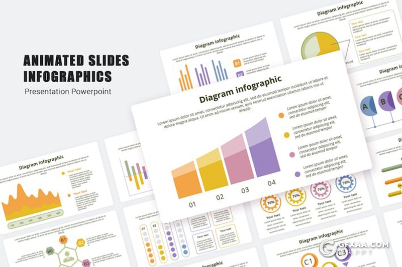 36页财务数据条形柱形饼形数据分析信息图形图表PPT模板 - 顶尖PPT