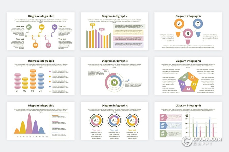 36页财务数据条形柱形饼形数据分析信息图形图表PPT模板 - 顶尖PPT