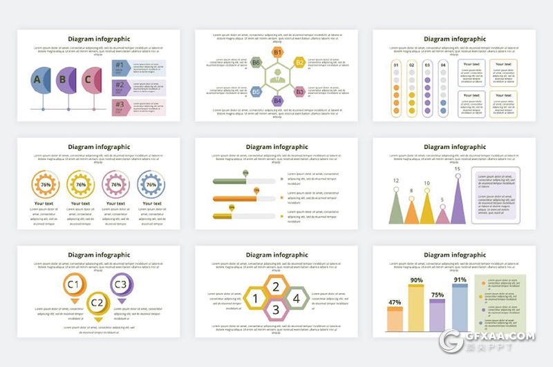 36页财务数据条形柱形饼形数据分析信息图形图表PPT模板 - 顶尖PPT