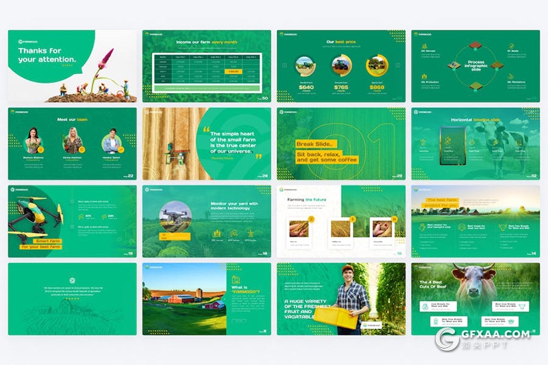 65页农业养殖农作种植论文报告国外PPT模板 - 顶尖PPT