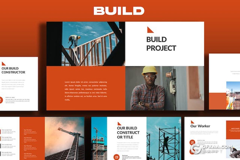 20页工地建筑建造施工主题国外PPT模板 - 顶尖PPT