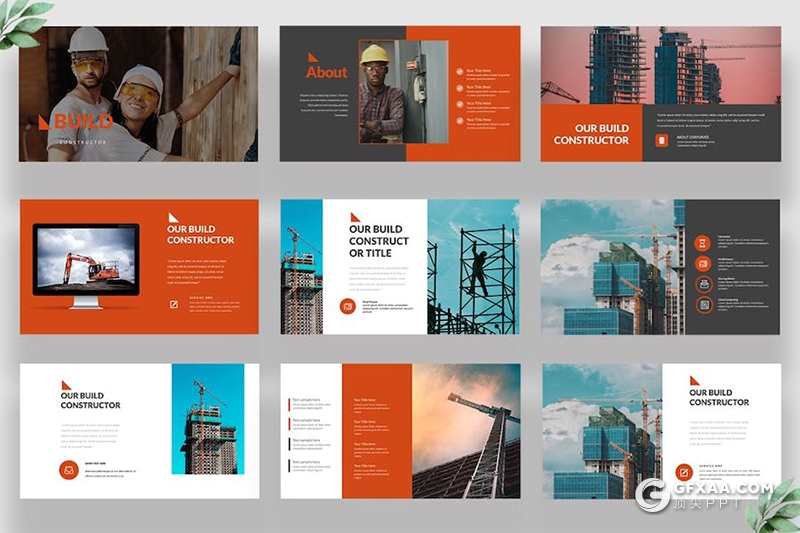 20页工地建筑建造施工主题国外PPT模板 - 顶尖PPT