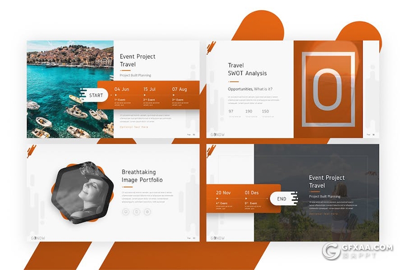 32页橙色旅游旅行社户外露营旅游主题国外PPT、keynote模板 - 顶尖PPT