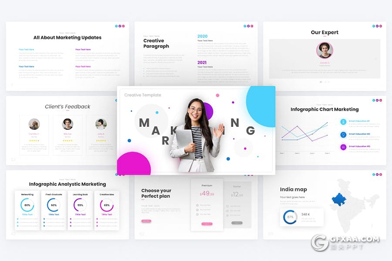80页创意大气市场营销商业计划商务通用国外PPT模板 - 顶尖PPT