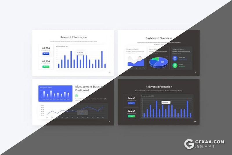 30页商业数据分析点线图折线图仪表板图形图表PPT模板 - 顶尖PPT