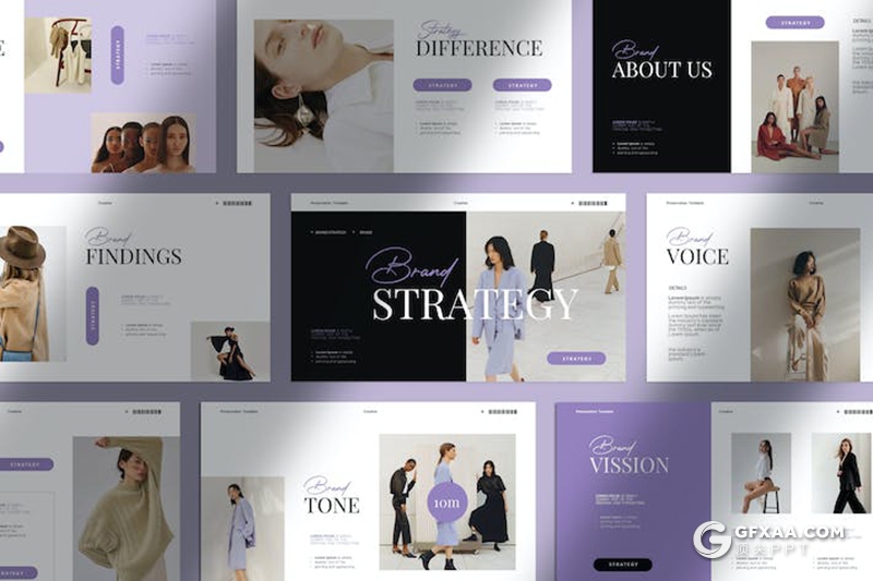 24页品牌宣传战略合作服装展示国外PPT模板 - 顶尖PPT