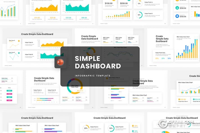 31页商业数据分析点线图折线图仪表板图形图表PPT模板 - 顶尖PPT