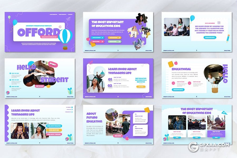 45页创意精美大学教育宣传培训生活展示国外keynote模板 - 顶尖PPT