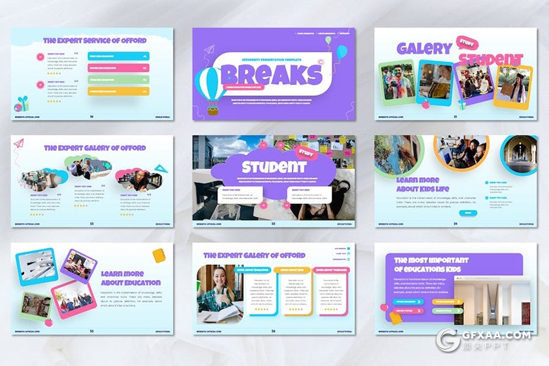 45页创意精美大学教育宣传培训生活展示国外keynote模板 - 顶尖PPT