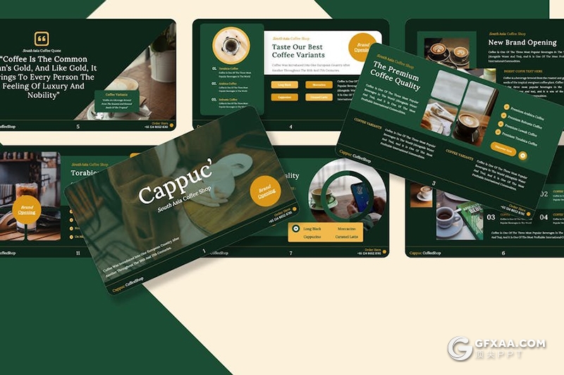 45页咖啡厅品牌介绍宣传咖啡宣传调研多用途国外keynote模板 - 顶尖PPT