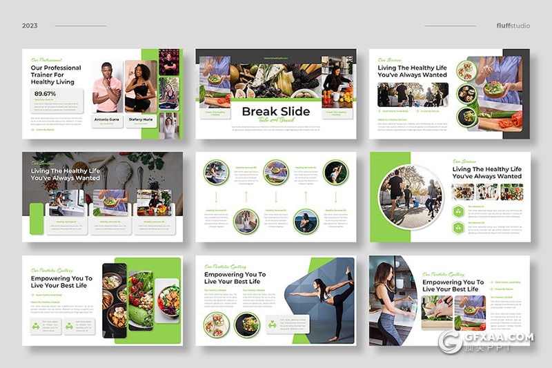 25页绿色健康生活方式主题介绍宣传国外keynote模板 - 顶尖PPT