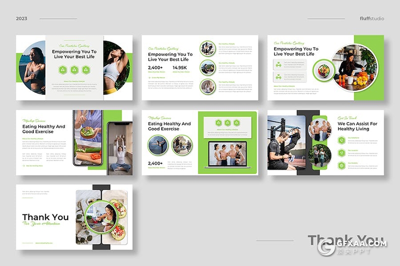 25页绿色健康生活方式主题介绍宣传国外keynote模板 - 顶尖PPT