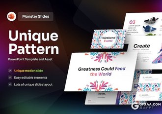 20页唯美花朵造型独特的图案国外PPT模板 - 顶尖PPT