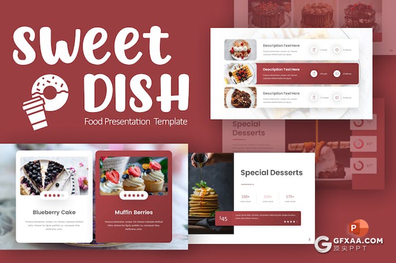 35页栗色极简美食甜点介绍宣传国外PPT模板 - 顶尖PPT