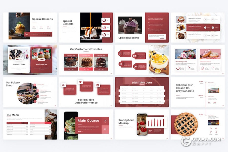 35页栗色极简美食甜点介绍宣传国外PPT模板 - 顶尖PPT