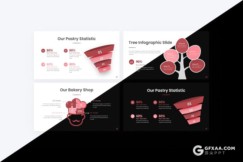 35页栗色极简美食甜点介绍宣传国外PPT模板 - 顶尖PPT