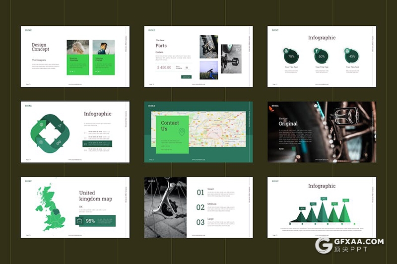 29页山地自行车宣传展示户外骑行体育运动国外keynote模板 - 顶尖PPT