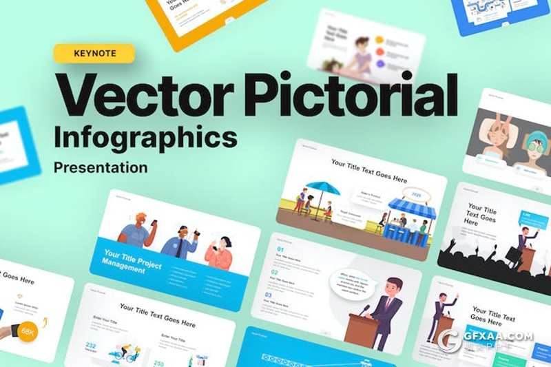 卡通人物商务信息图图形图标keynote模板 - 顶尖PPT