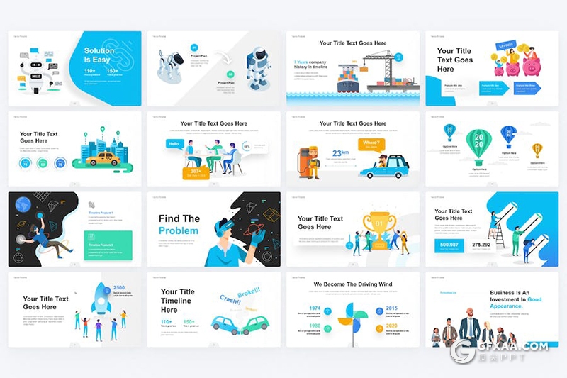 卡通人物商务信息图图形图标keynote模板 - 顶尖PPT