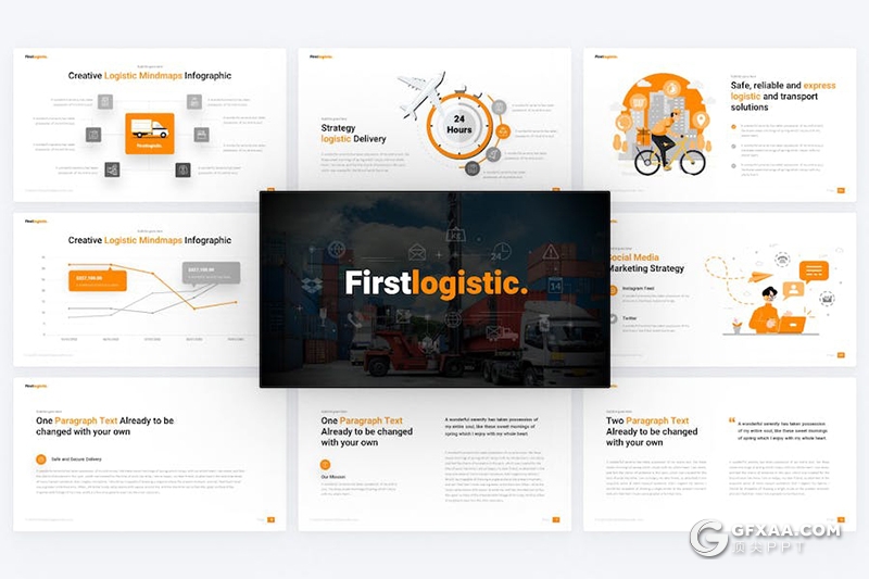 物流国际运输叉车介绍宣传国外keynote模板11种配色 - 顶尖PPT