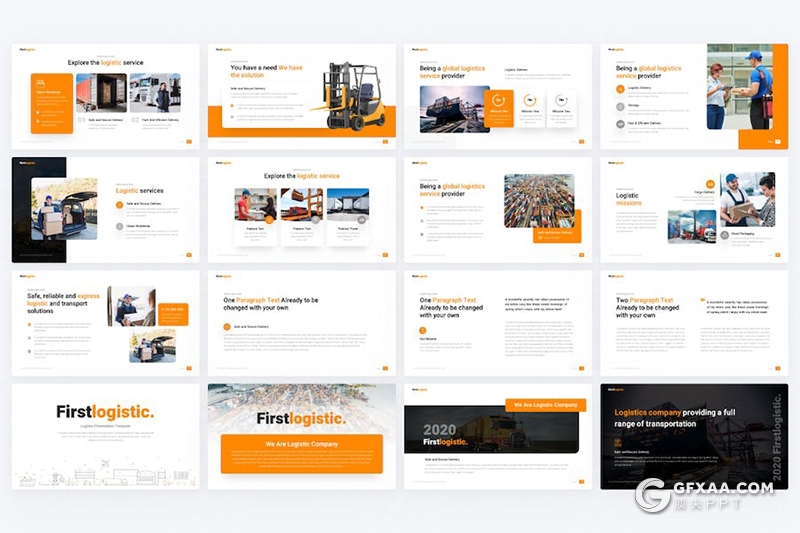 物流国际运输叉车介绍宣传国外keynote模板11种配色 - 顶尖PPT