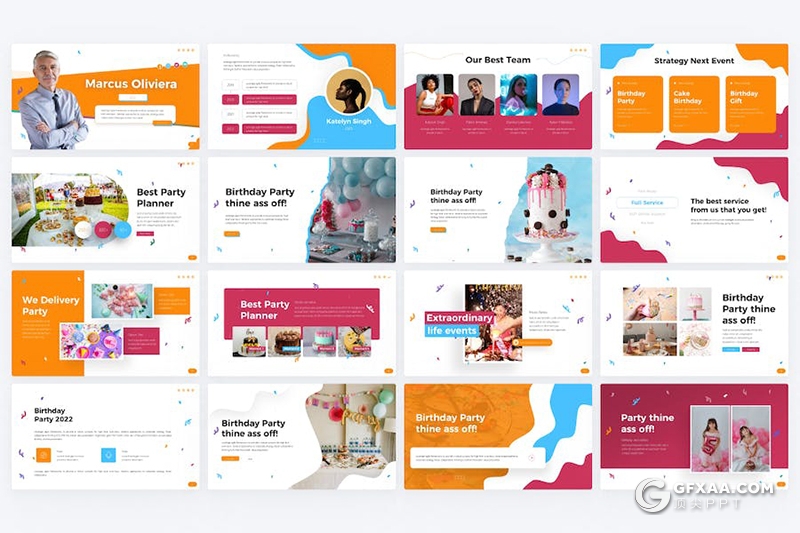 创意生日派对主题国外keynote模板 - 顶尖PPT