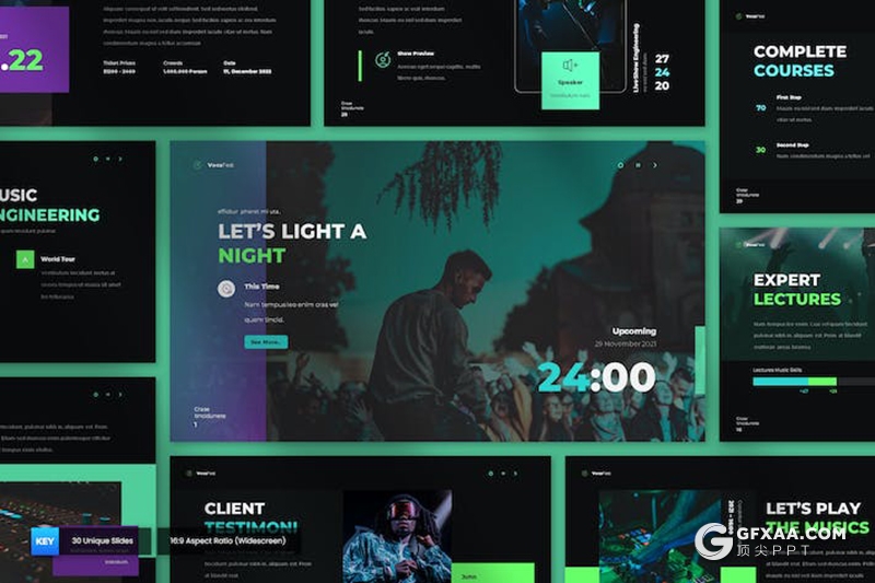 高端大气音乐演唱会活动策划国外keynote模板 - 顶尖PPT