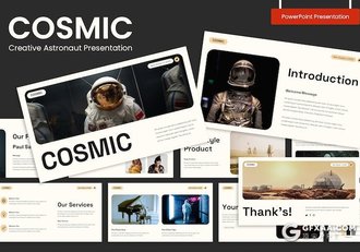 30页宇宙创意宇航员演示国外PPT模板 - 顶尖PPT